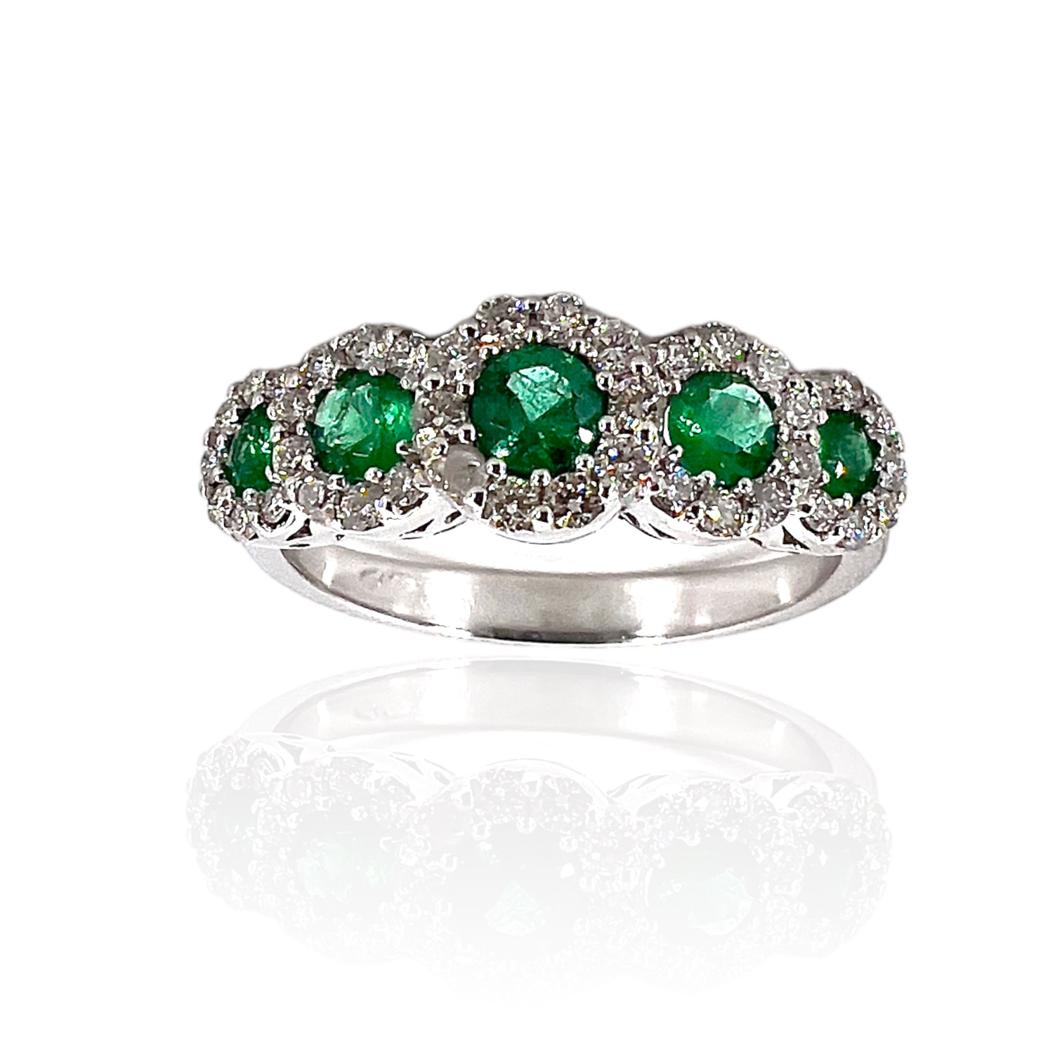 Emerald veretta ring and diamonds in BELLE EPOQUE white gold ART. AN2276-1
