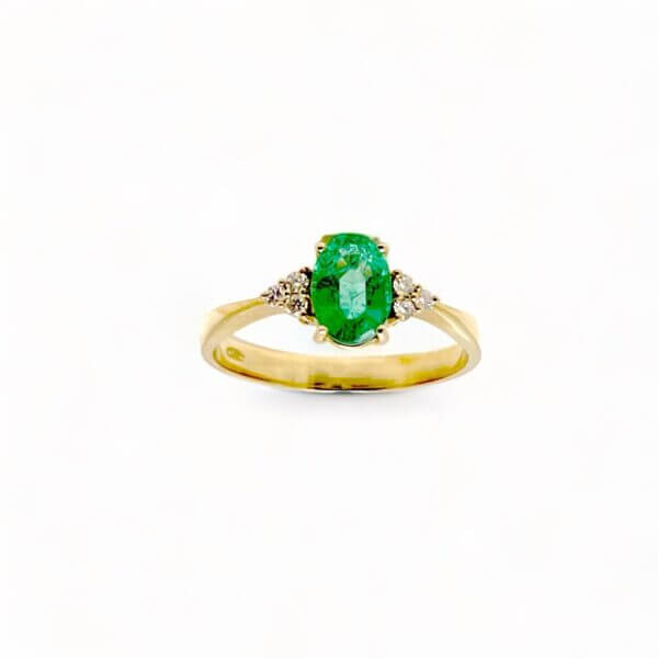 Anello smeraldo diamanti oro giallo 750% GEMME Art.AN2689-2