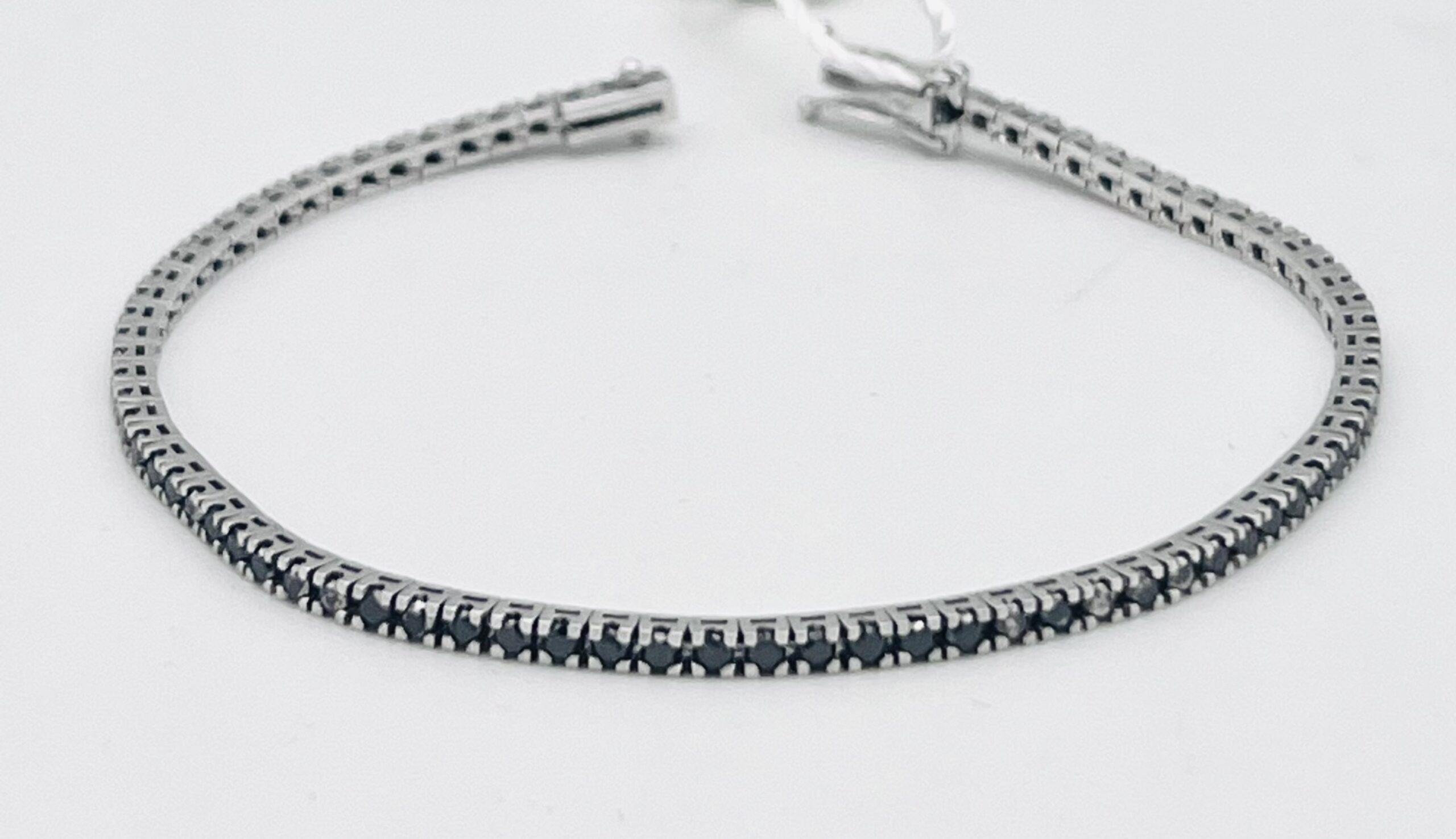 Tennis bracelet black diamonds white gold 750% art.BR281