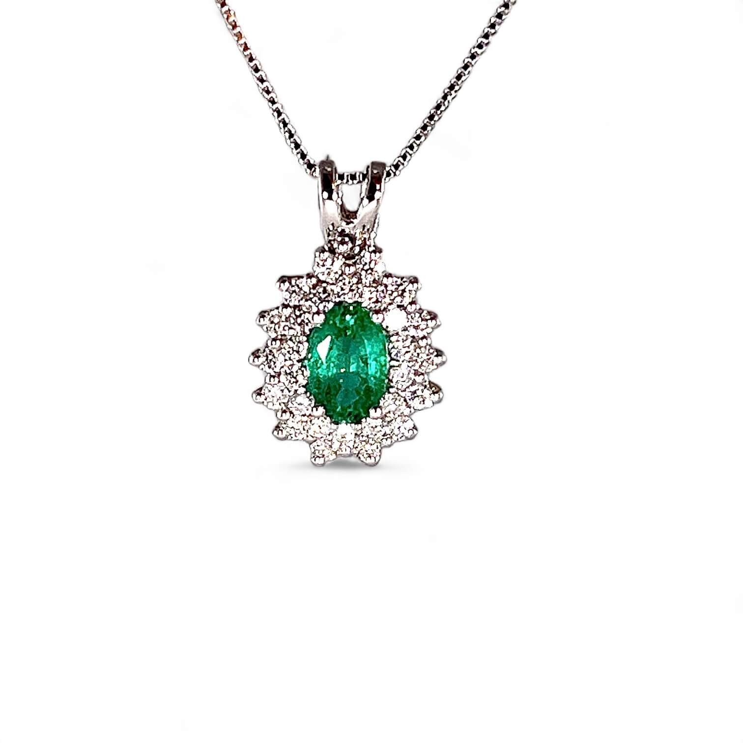 Pendente smeraldo diamanti oro bianco BON TON Art.CD1037-1