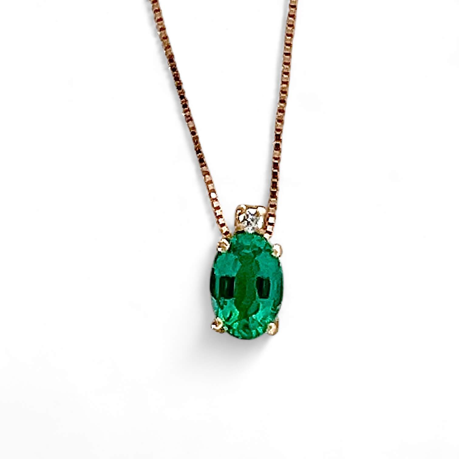 Rose gold pendant with emerald and diamonds GEMS Art.CD1004