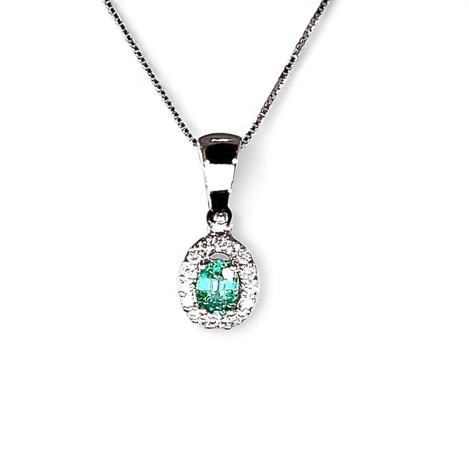 Emerald pendant diamonds white gold 750 % Art.CD1058-1