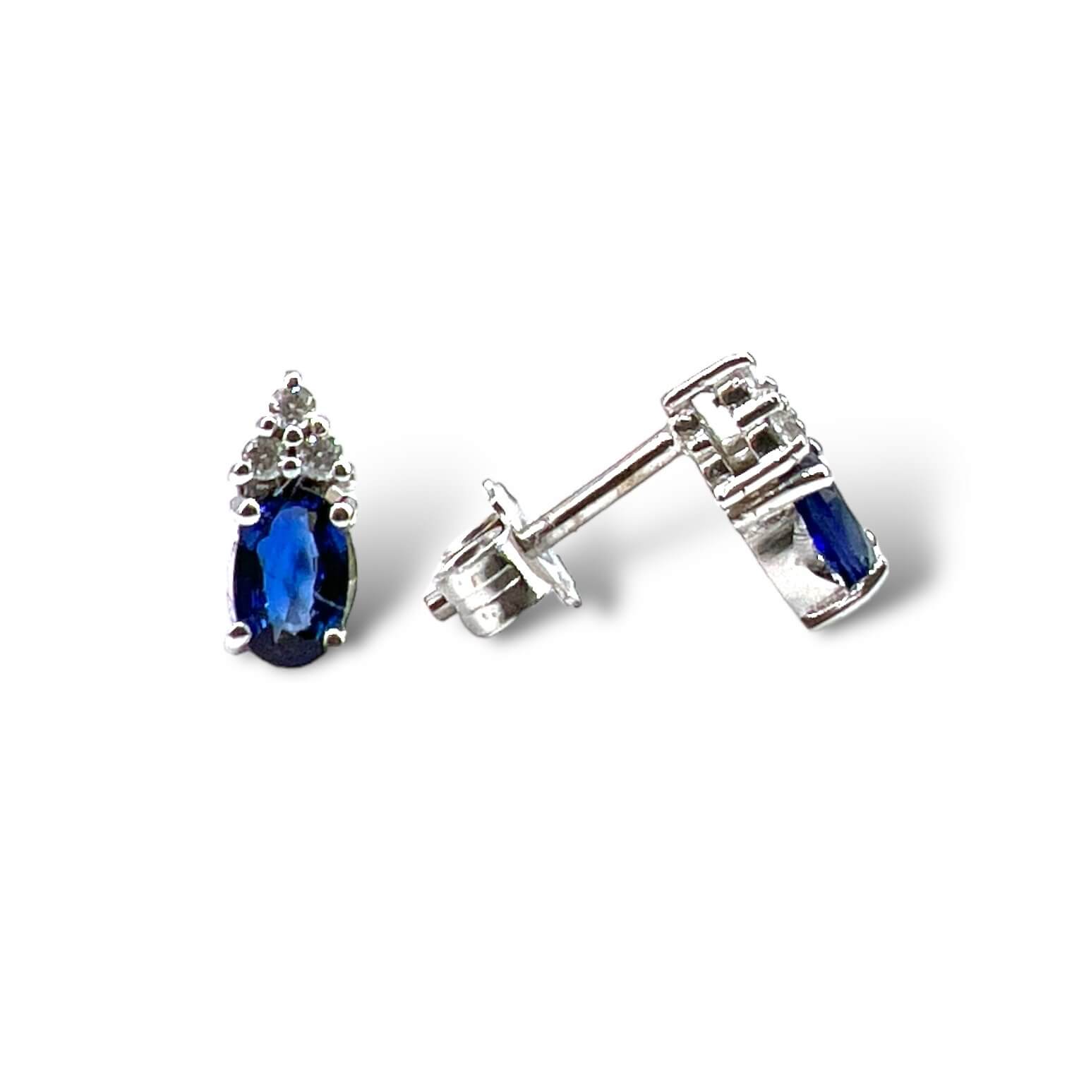 Earrings with sapphires and diamonds white gold 750 % Art.OR1418-1