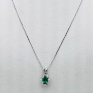 Pendente smeraldo diamanti oro bianco BON TON  Art.CD875