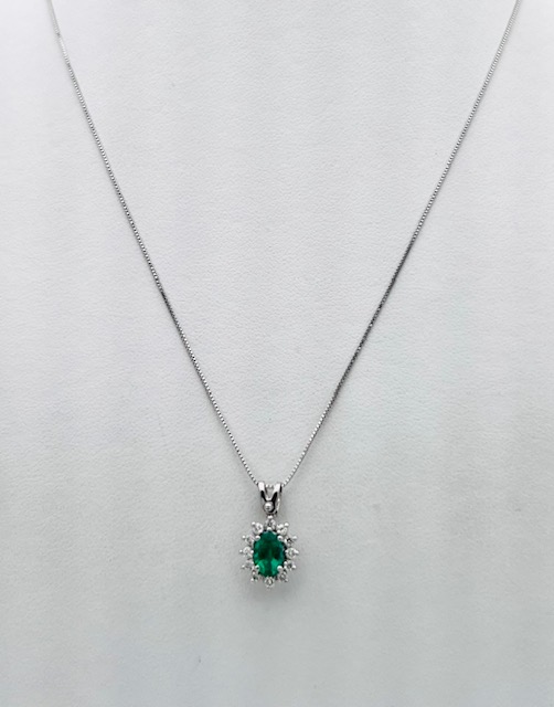 Emerald pendant diamonds white gold 750 % Art.CD875