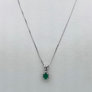 Pendente smeraldo diamanti oro bianco 750 % Art.CD937-2