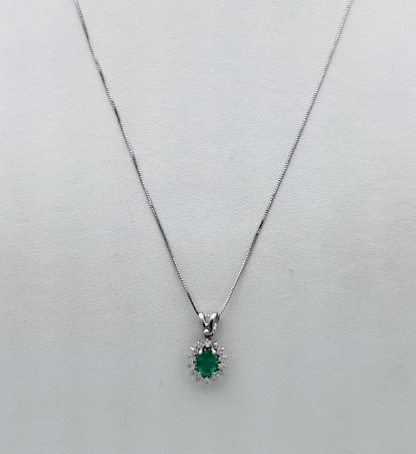 Emerald pendant diamonds white gold 750 % Art.CD937-2