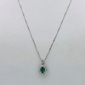 Pendente smeraldo diamanti oro bianco BON TON  Art.CD1037-1