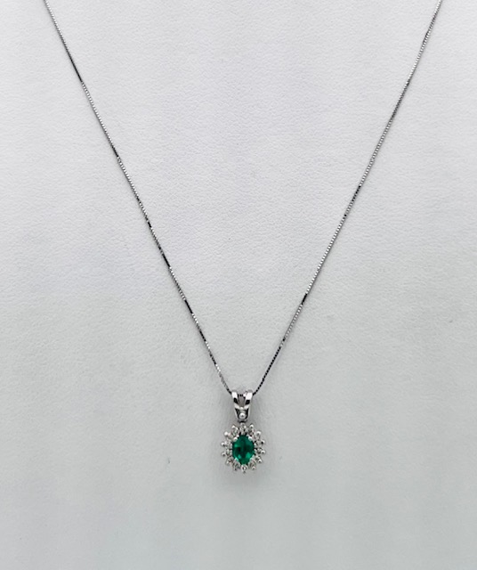 Emerald pendant diamonds white gold 750 % Art.CD909-2