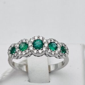 Anello veretta smeraldo e diamanti in oro bianco 750% BELLE EPOQUE ART. AN2276-1