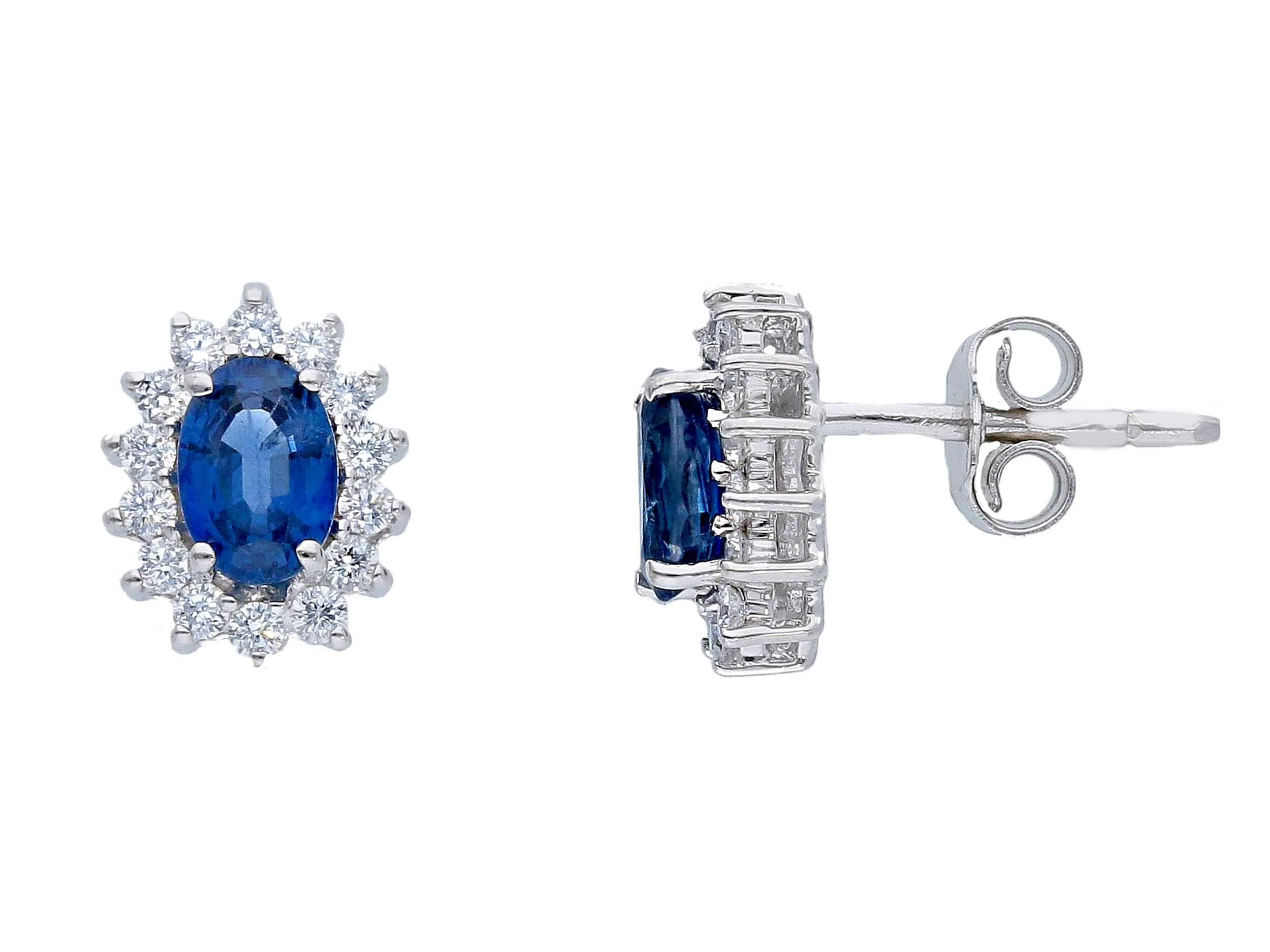 Gold Blue Sapphire Earrings and BON TON Diamonds Art. OR584