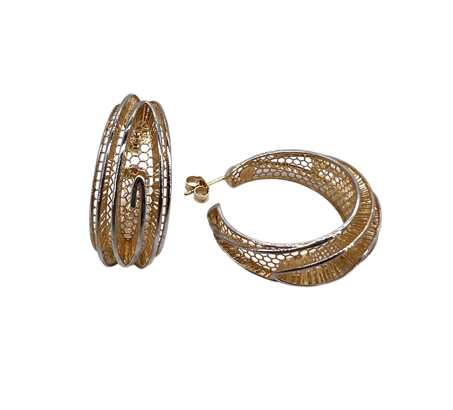 Yellow gold filigree circle earrings Art. AD2170