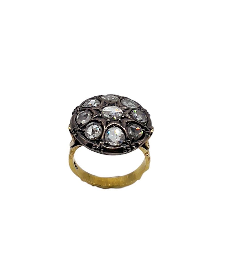 Yellow gold patch ring 750% diamonds ART. TOPAN05