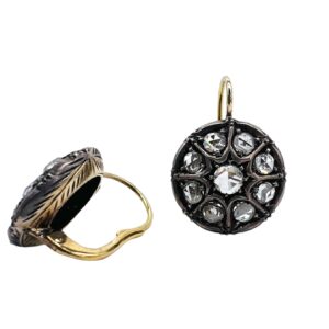 ORECCHINI toppa oro giallo 750% diamanti taglio rosa coronè ART. TOPOR