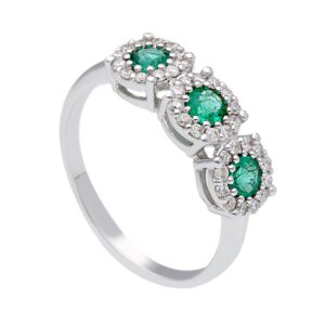 Anello trilogy Smeraldi e diamanti in oro 750% BELLE EPOQUE Art.264478SB