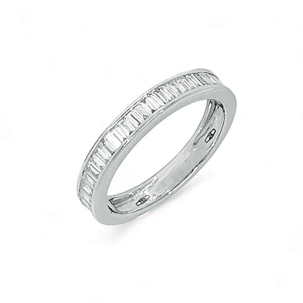 Anello veretta oro bianco diamanti BAGUETTE art.R2820V1-WH1