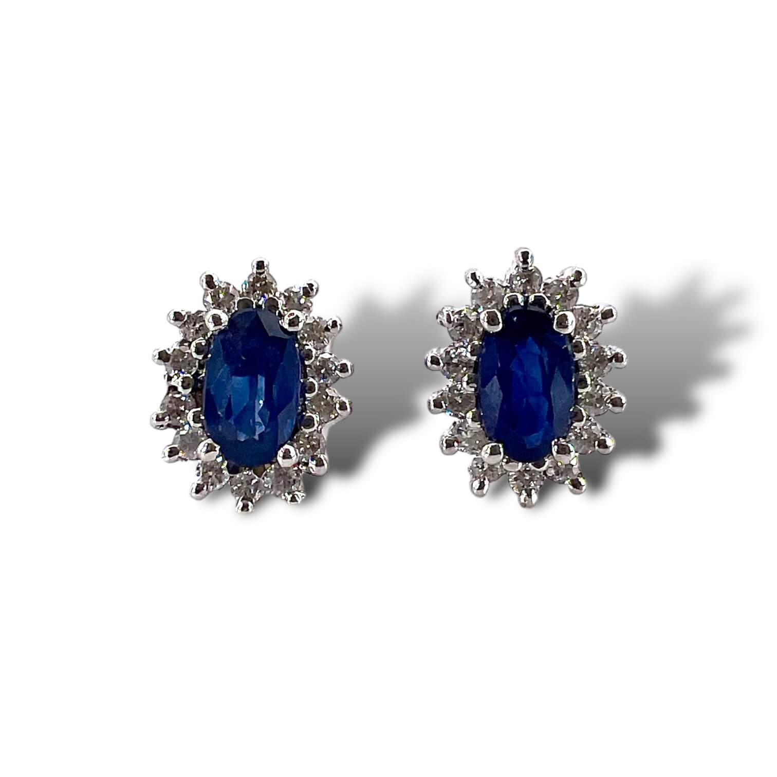 Earrings with sapphires and diamonds white gold BON TON ART.7699/OZ