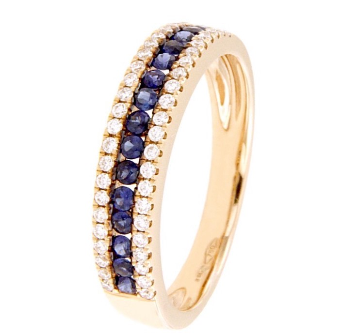 Gold Vertex Ring Diamonds and Sapphires BELLE EPOQUE Art. 80011R02R