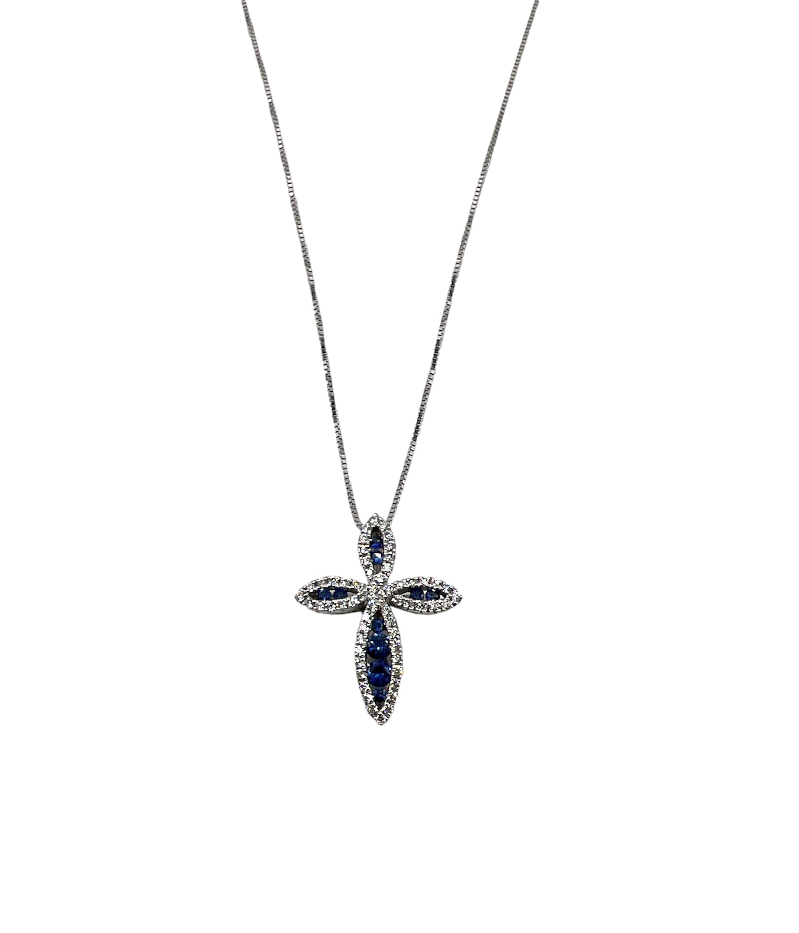 Pendant Cross Sapphire Diamonds White Gold BELLE EPOQUE Art. P00063WB03