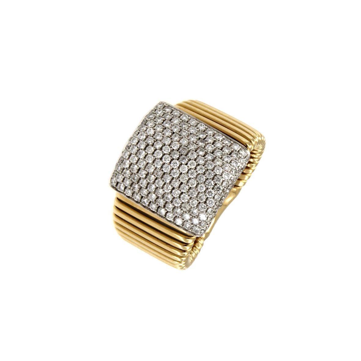 Gas Tube Ring in Yellow Gold and Diamonds Art. 5222