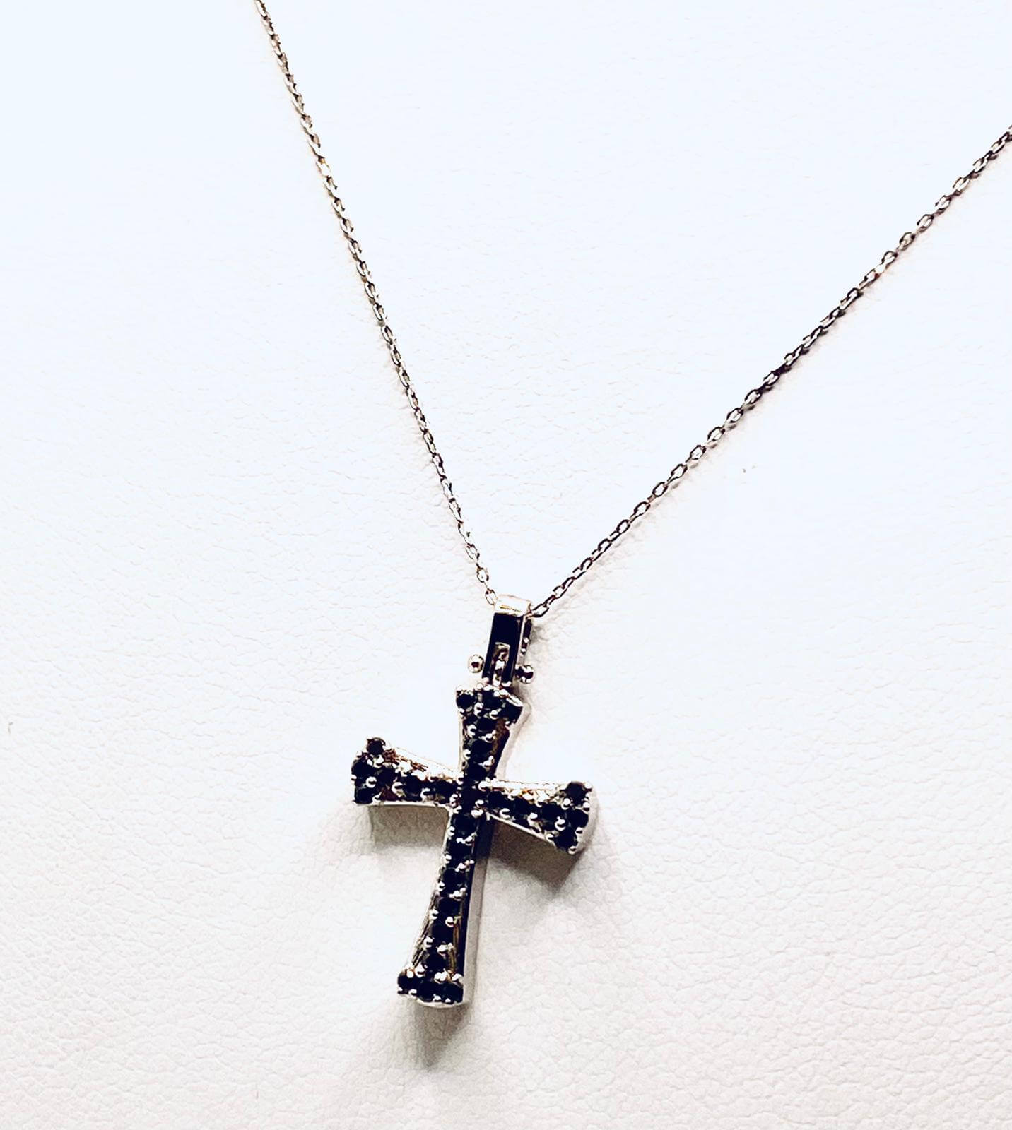Cross pendant with black diamonds art.GR088