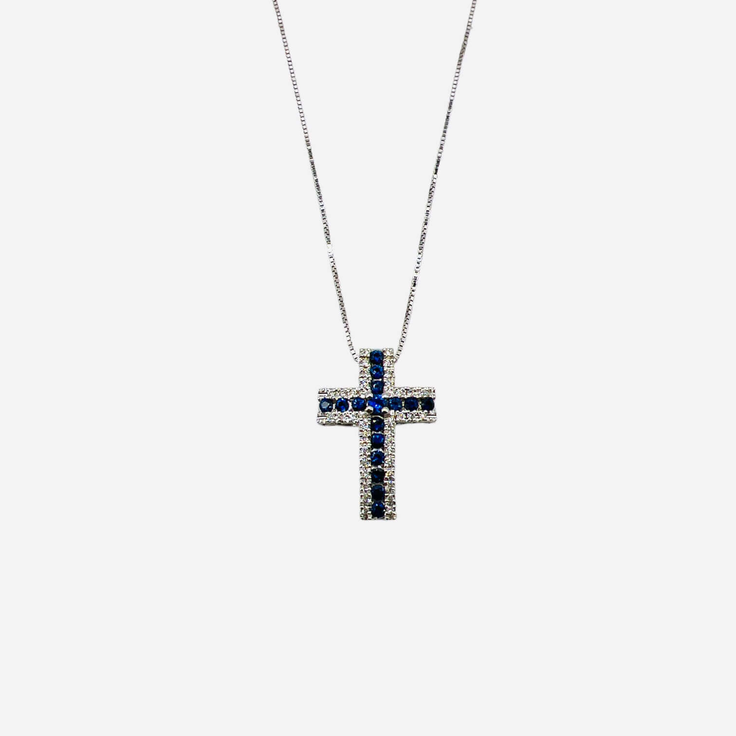 BELLE EPOQUE Gold and Diamond Sapphire Cross Pendant Art. GR259