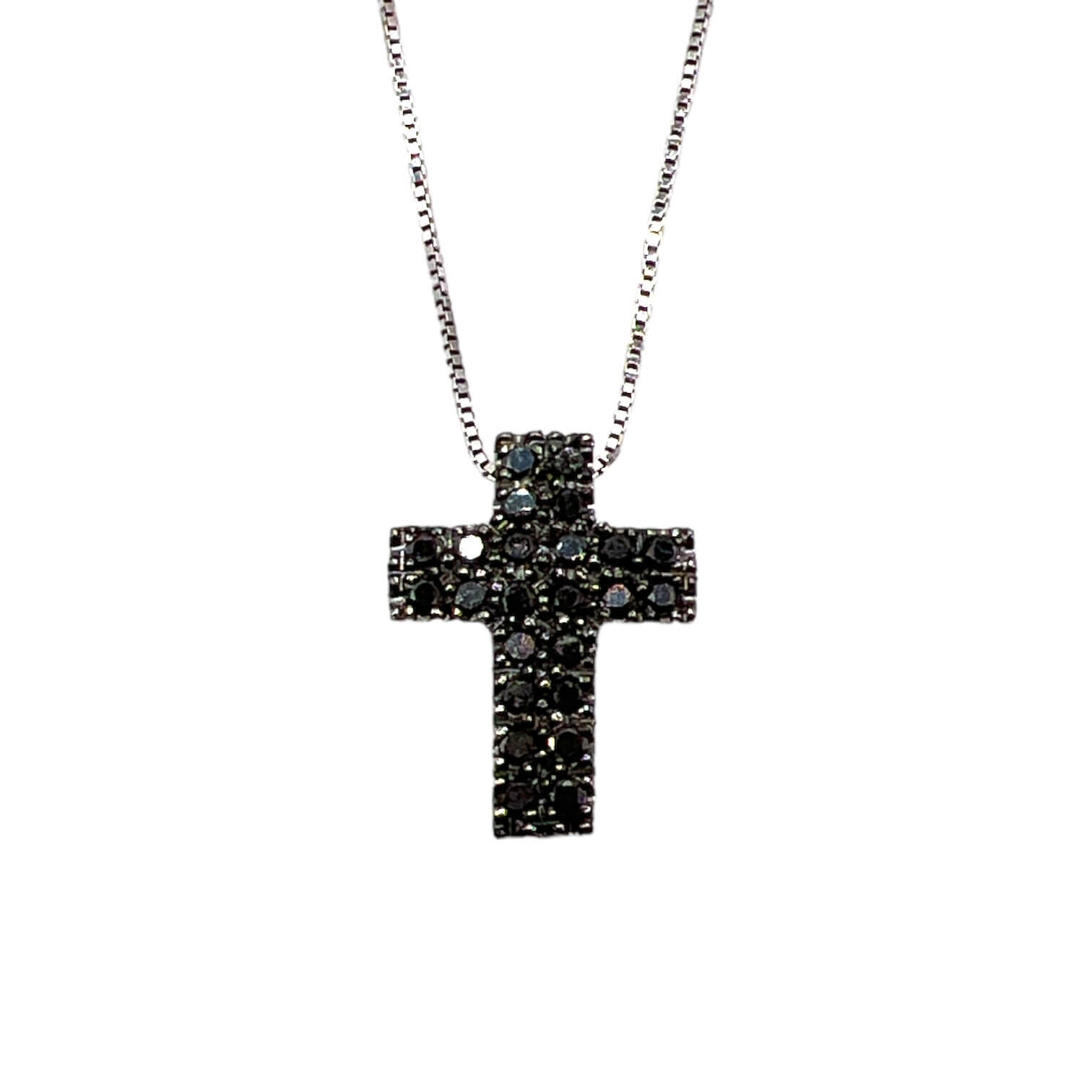 Pendant cross white gold and black diamonds Art.GR248