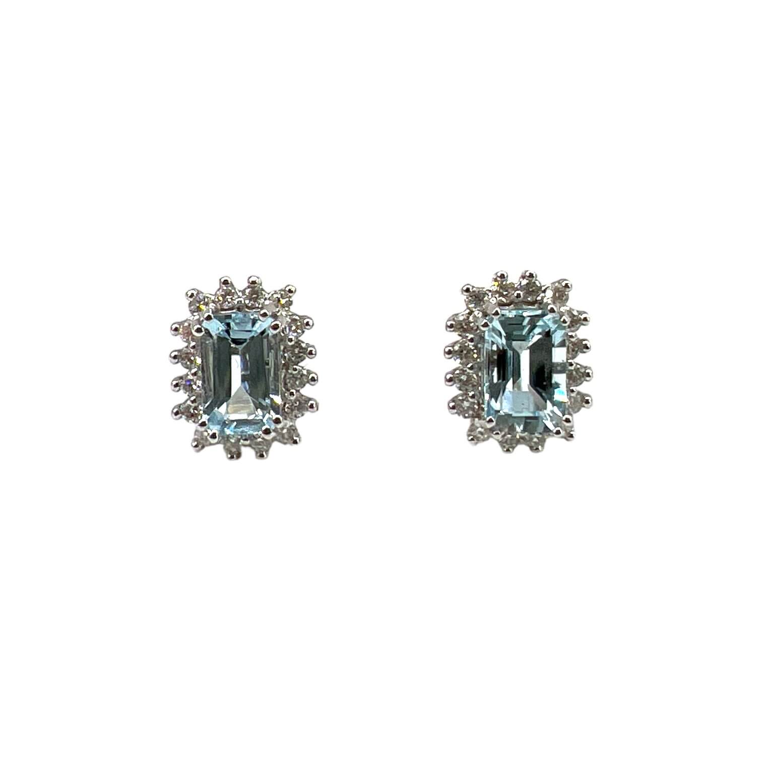 Aquamarine gold earrings and BON TON diamonds Art. OR1162