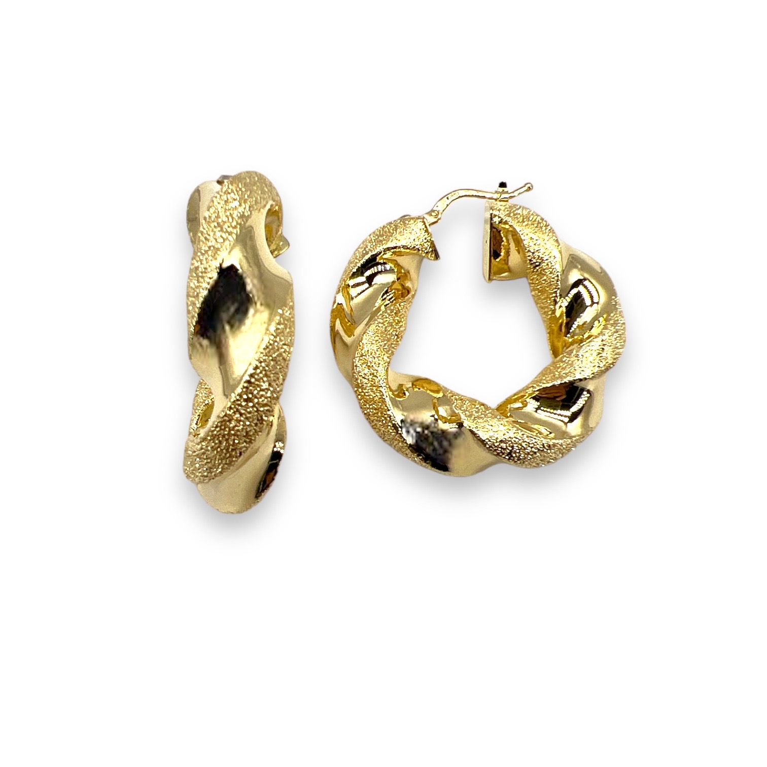 Torchon hoop earrings in yellow gold Art. OROGC12