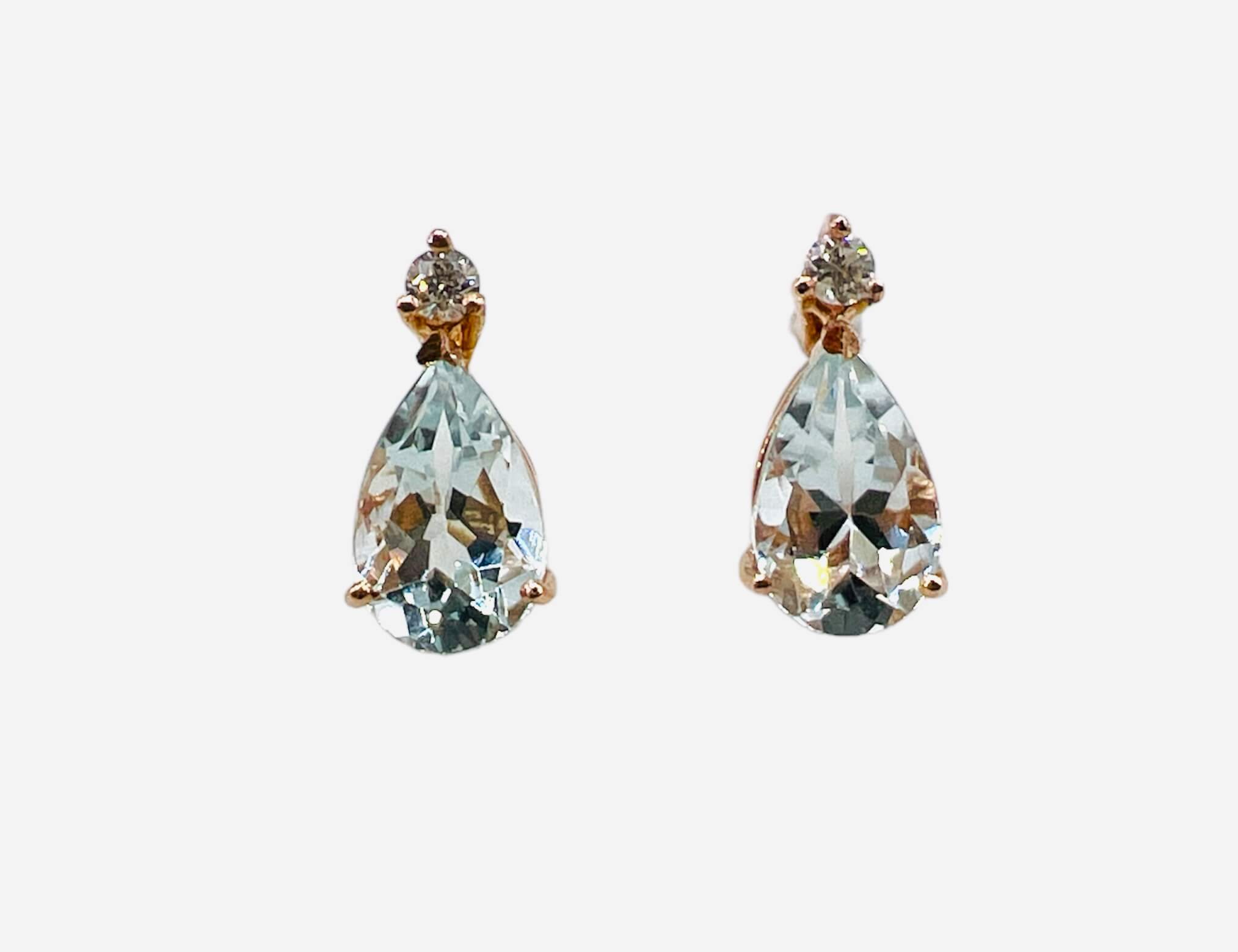 Aquamarine Earrings Gold and Diamonds GEMS Art. OR1576-2