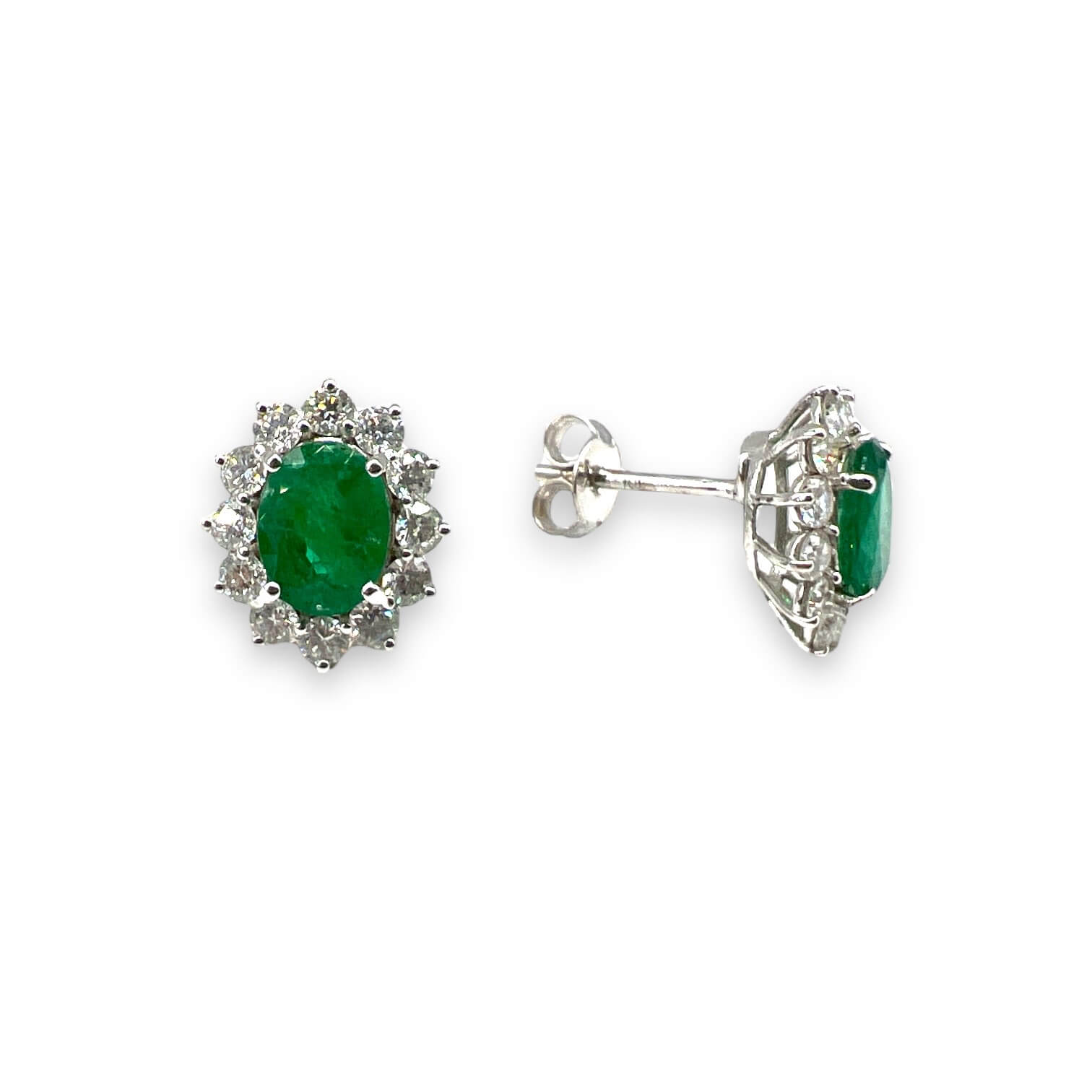 Gold and diamond emerald earrings BON TON art. OR371