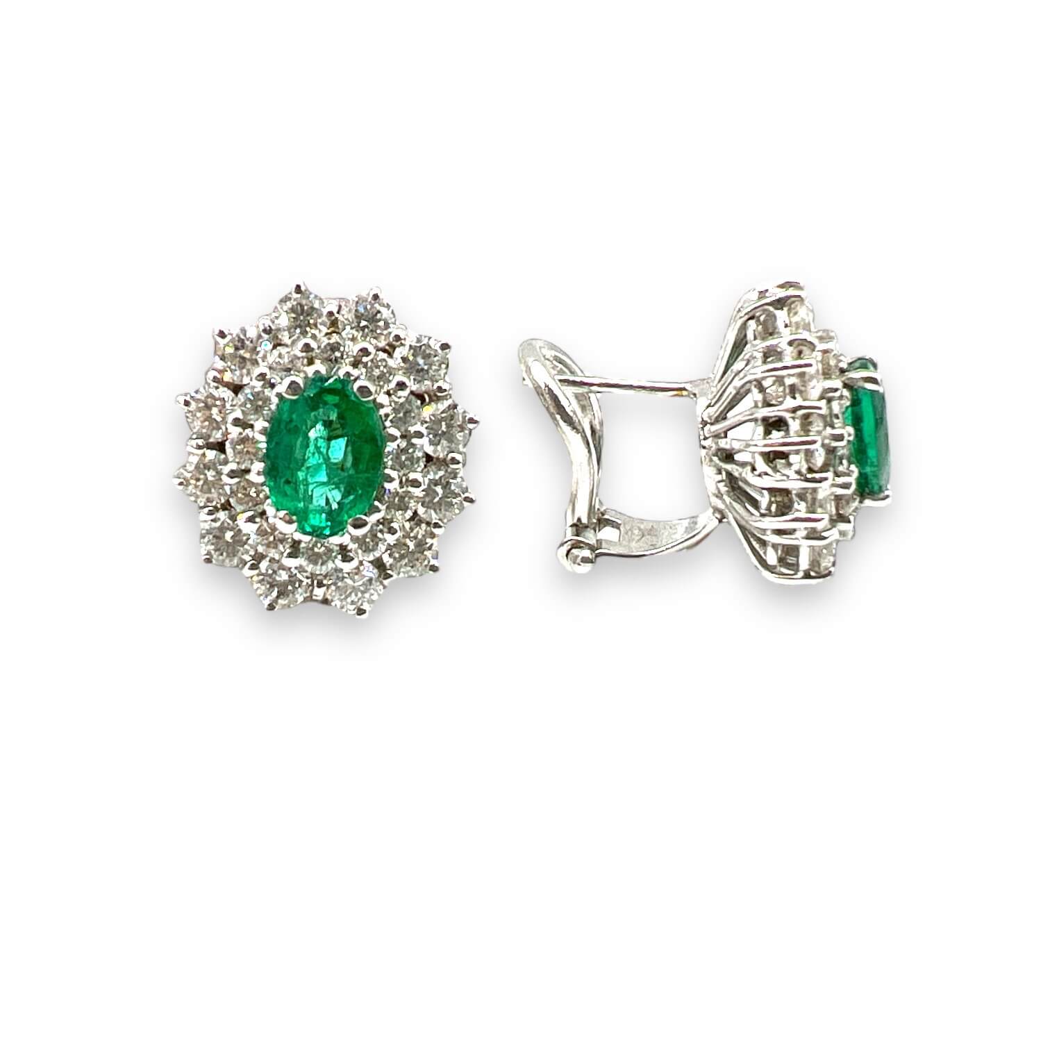 Gold and diamond emerald earrings BON TON art. OR455