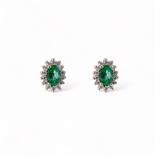 Earrings with emeralds and diamonds BON TON art. OR1192