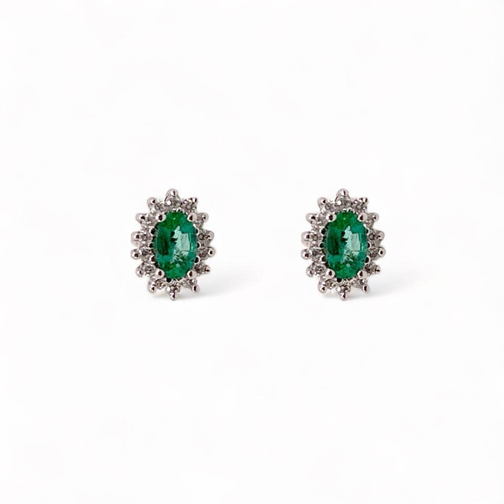 Gold emerald earrings 750% and diamonds Art. OR331