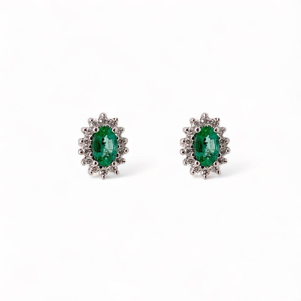 White Gold Emerald Earrings