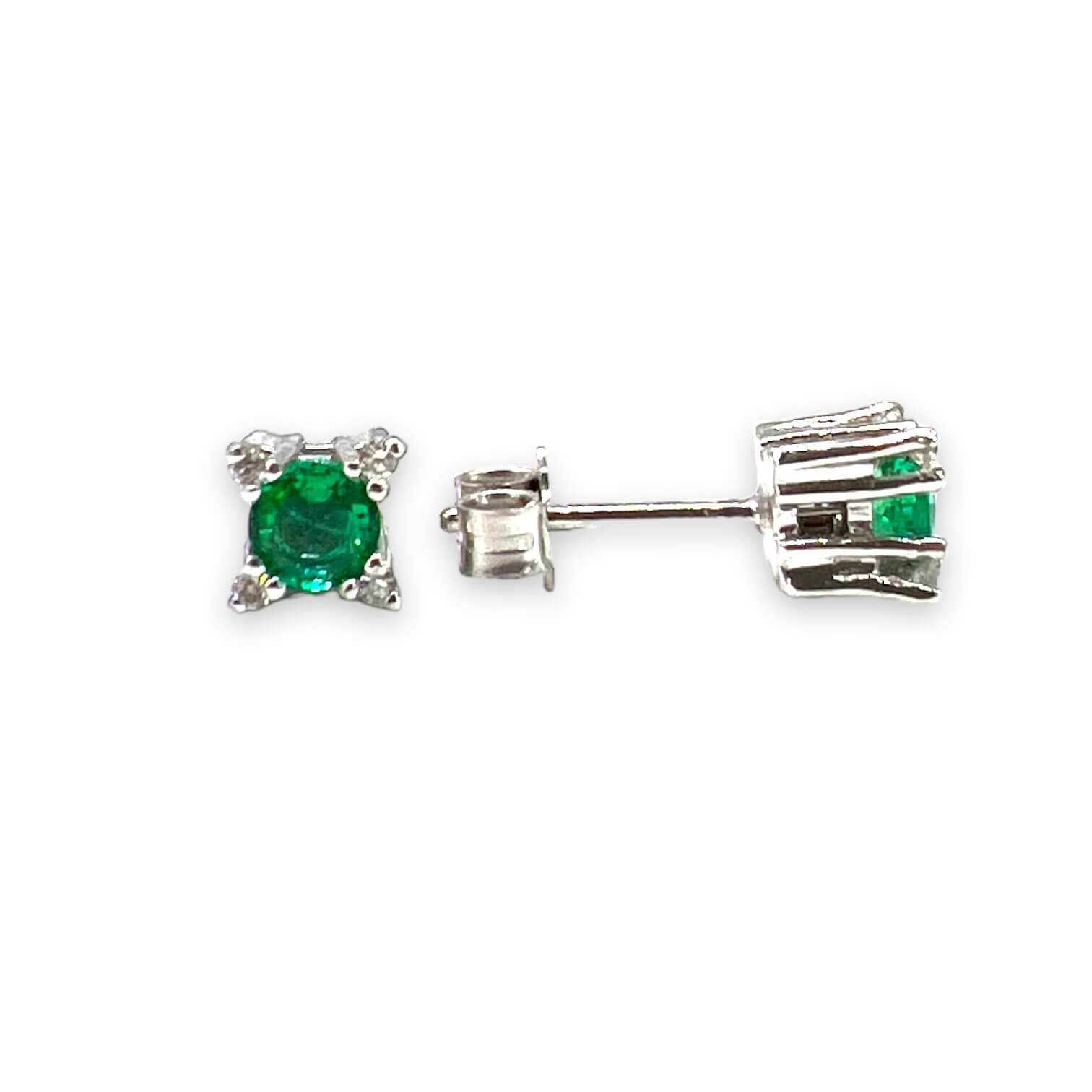 Earrings white gold emeralds and diamonds GEMS Art. OR1003