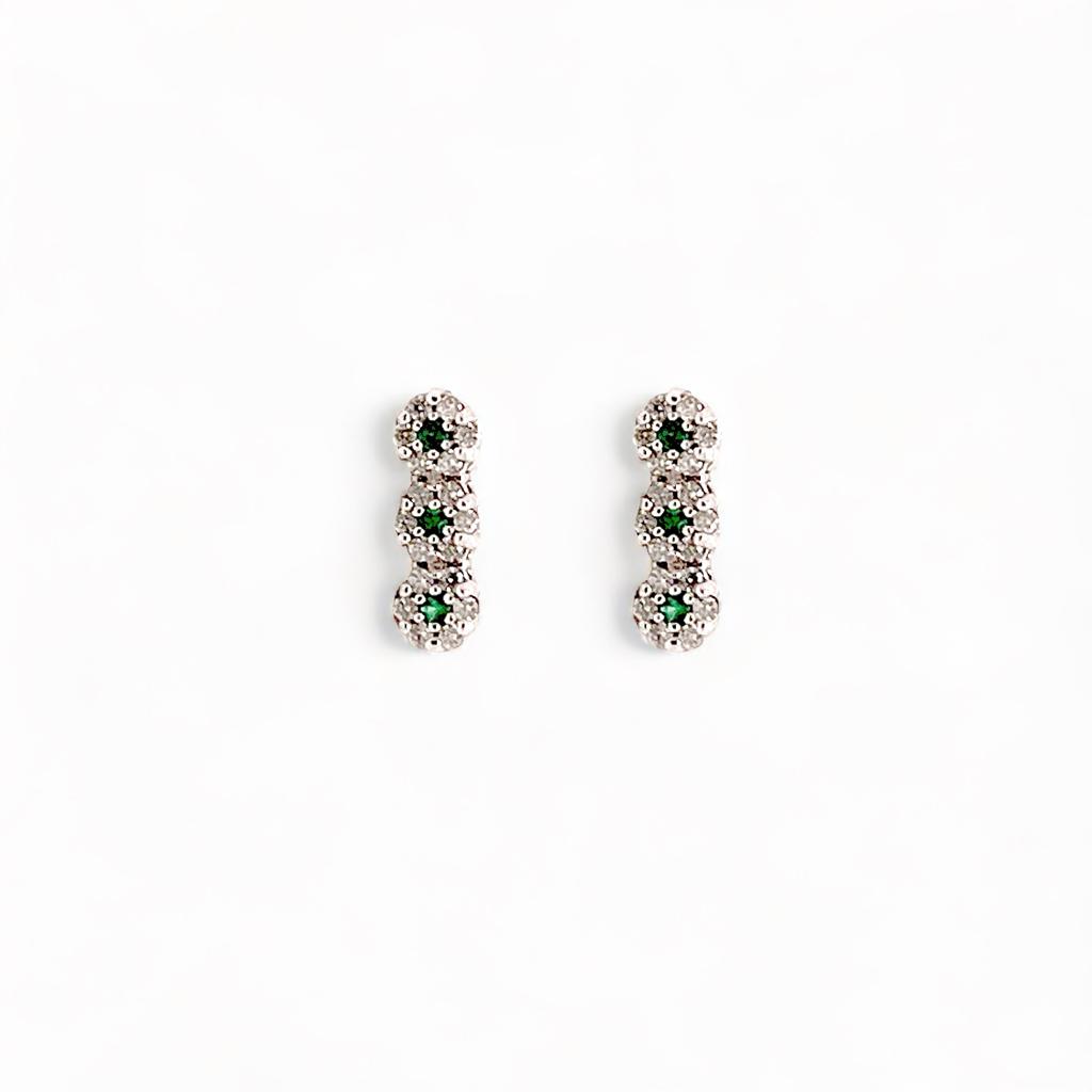 White Gold Emeralds and Diamonds BELLE EPOQUE Art. OR608 Trilogy Earrings