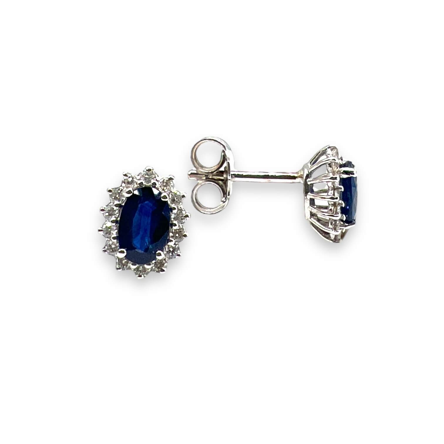Gold Blue Sapphire Earrings and BON TON Diamonds Art. OR940-1
