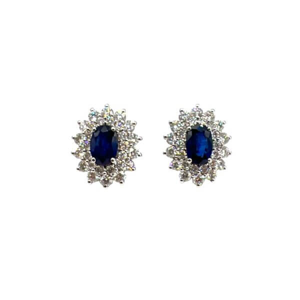 Gold Blue Sapphire Earrings and BON TON Diamonds Art. OR538