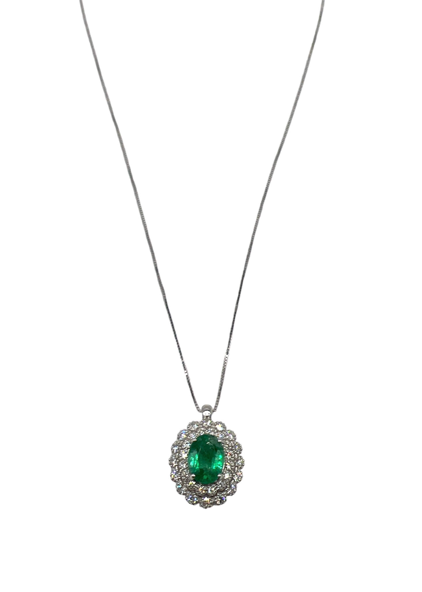 BELLE EPOQUE White Gold Diamond Emerald Pendant Art.CD888
