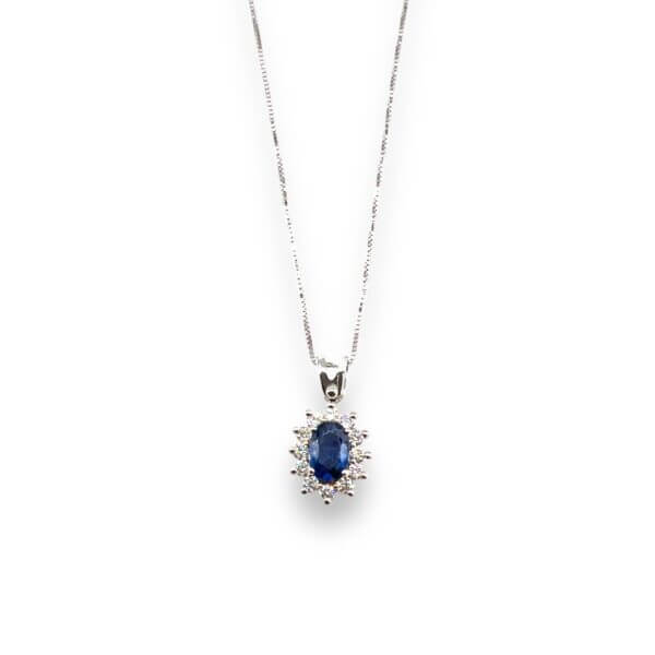 Gold Blue Sapphire and Diamond BON TON Pendant Art. CD191-1