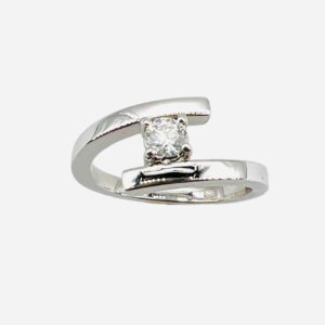 Anello solitario a contraire oro bianco e diamanti ART. GIAMPY&MANFRY