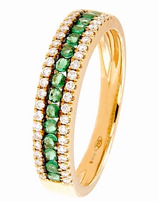 Anello veretta in oro con Diamanti e Smeraldi BELLE EPOQUE Art. 80011R03R