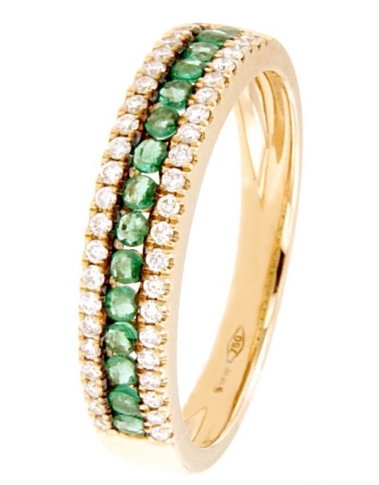 Anello veretta in oro con Diamanti e Smeraldi BELLE EPOQUE Art. 80011R03R