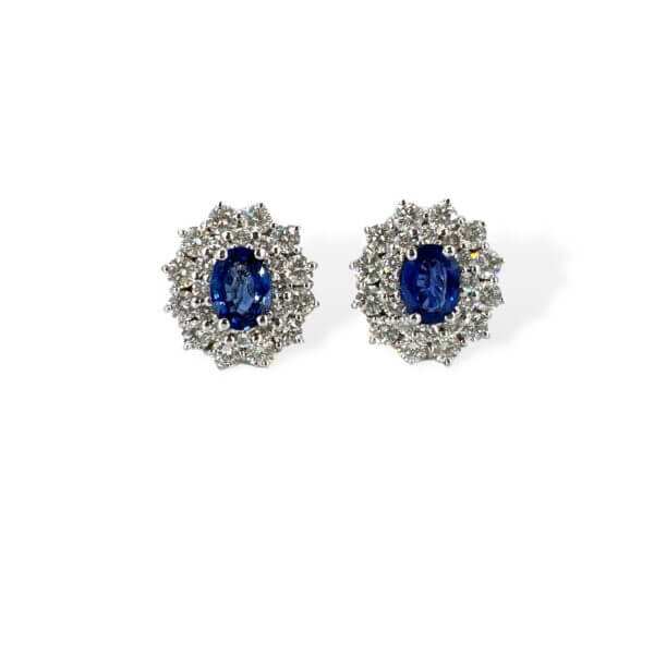 Diamond blue sapphire earrings and gold BON TON Art. OR290-1