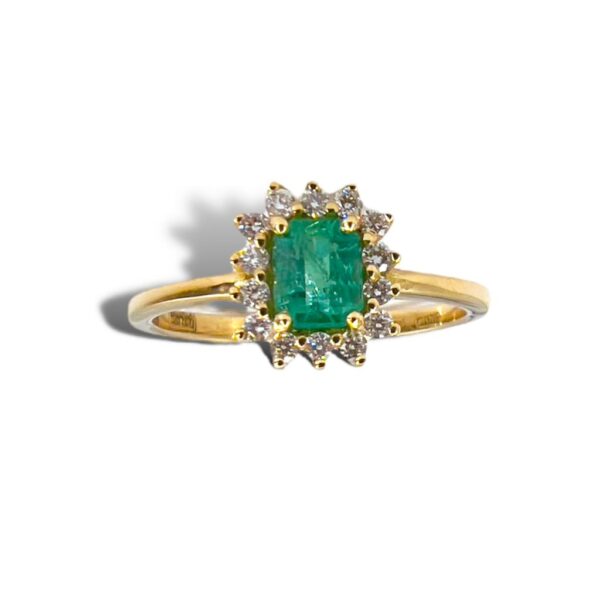 Emerald ring and yellow gold diamonds 750% art.7694AS-47