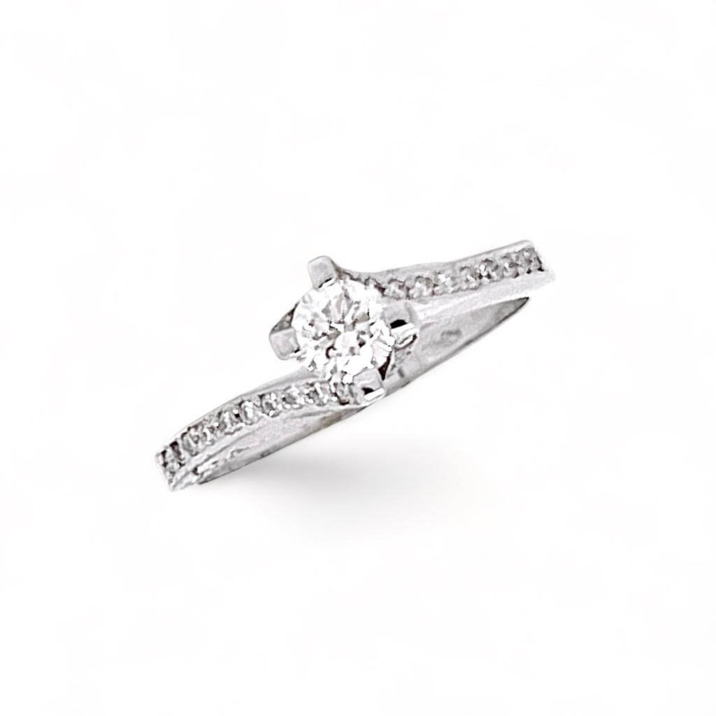 Solitaire ring white gold diamond HUGS ART. AN1949