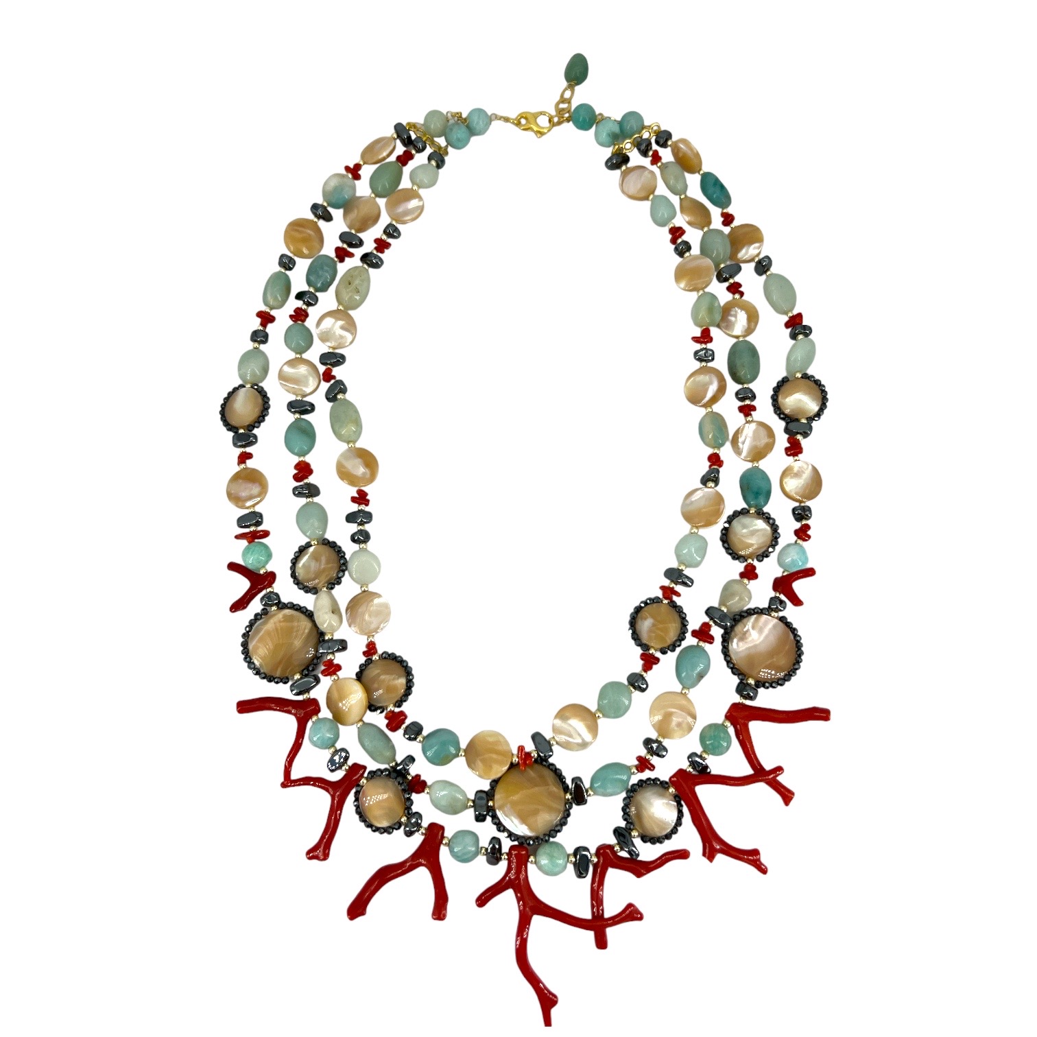 Hard stones and coral necklace Art. 1052CO/1