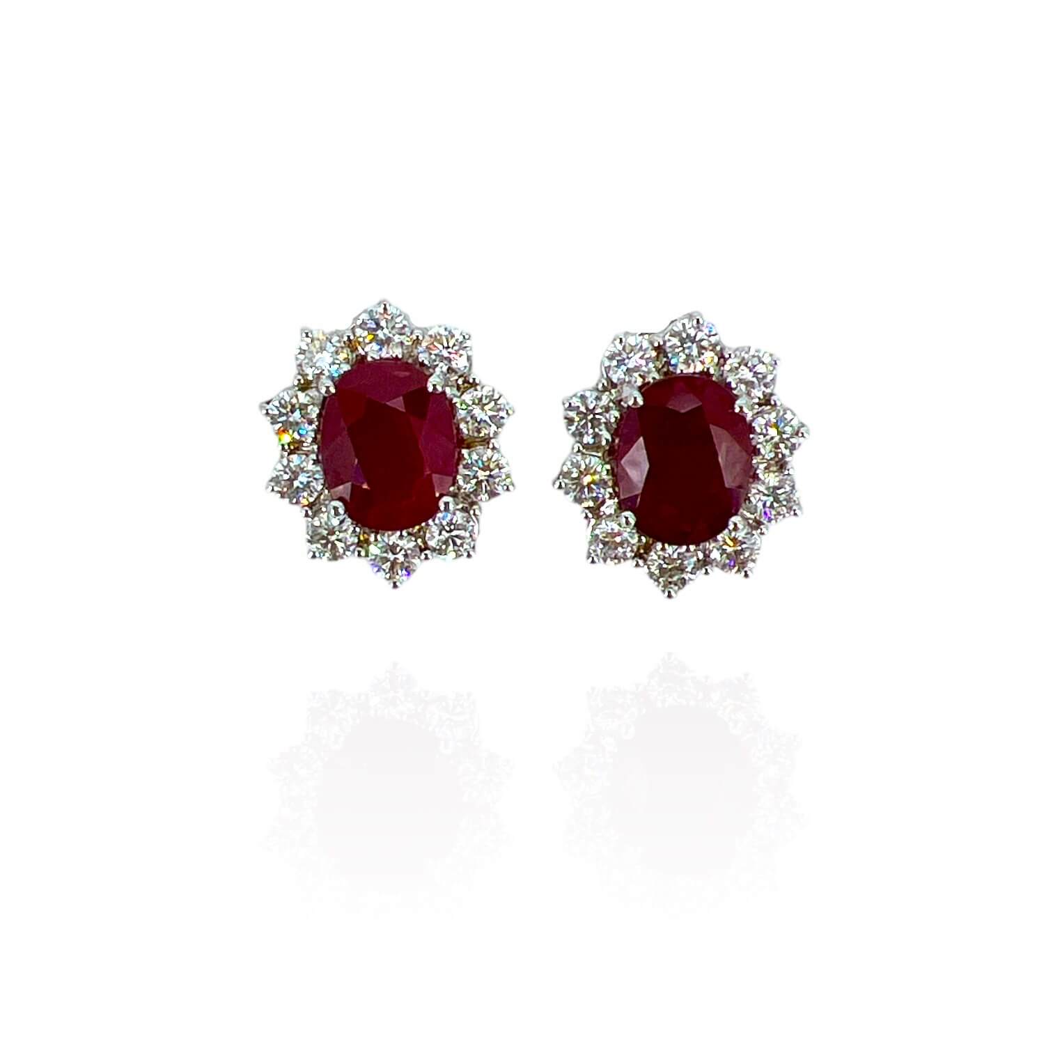 White gold ruby earrings BON TON Art. OR796