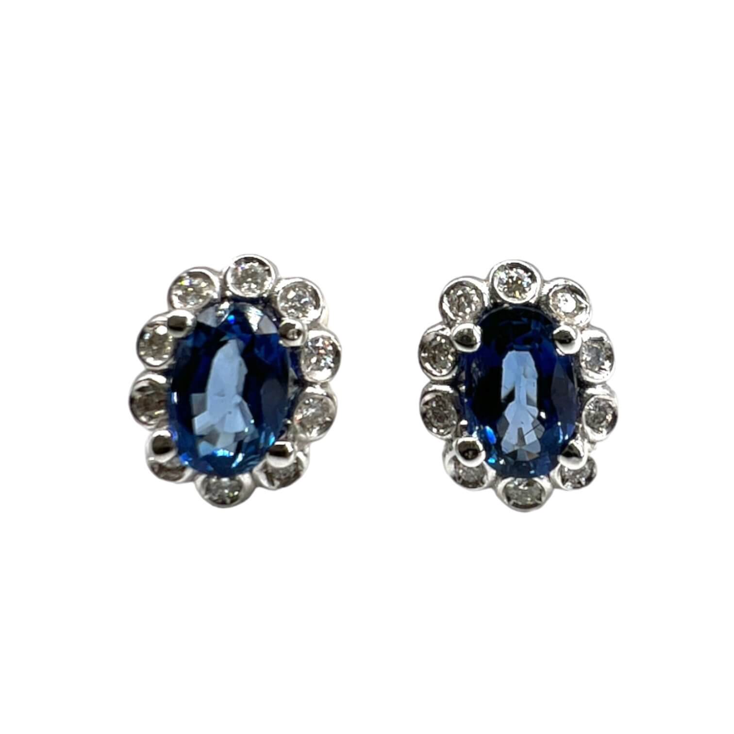 Gold Blue Sapphire Earrings and BON TON Diamonds Art. OR503
